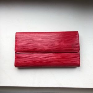 Louis Vuitton red epi leather wallet (long)